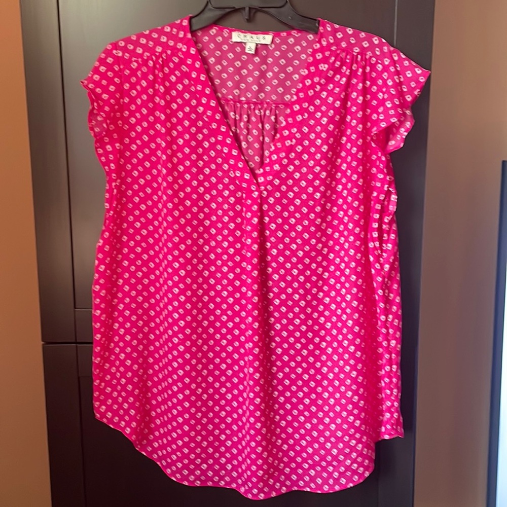 Chaus flutter sleeve v neck blouse - worn twice  Size: L  pit to pit - 20 1/2”